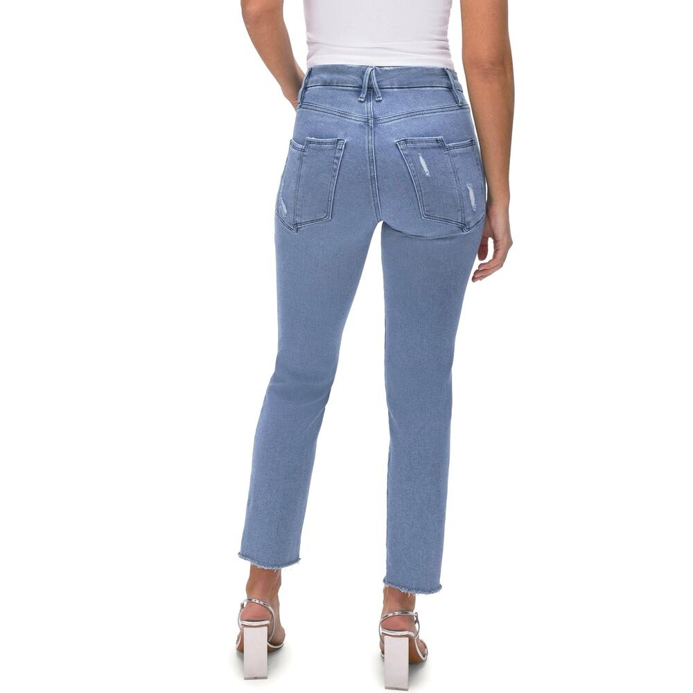 Good American Good Straight High Rise Jeans Women’s Size 12/31 Raw Hem *EUC - Picture 3 of 10